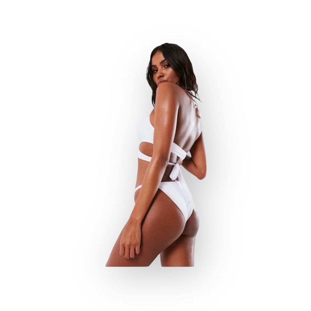 new Missguided ღ Cross Over Front Bikini Top ღ Cut Out Halter ღ White ღ 6